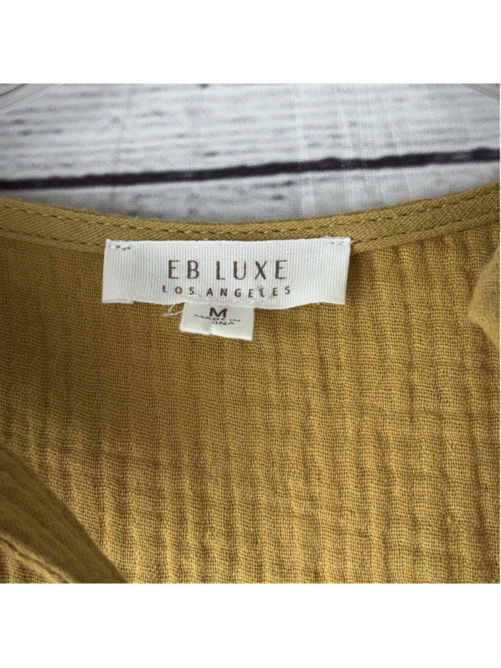 En Luxe Mustard Yellow Cotton Gauze Romper Tie Shoulder Button Front Jumpsuit M - Picture 6 of 8